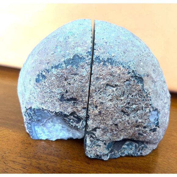 Natural Agate Geode Bookends With Polished Crystal Interior & Felt Pads - Picture 6 of 8